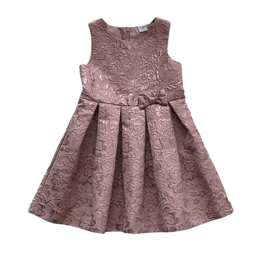 Pink Pleated A-line Sleeveless Jacquard‎ Fabric Dress